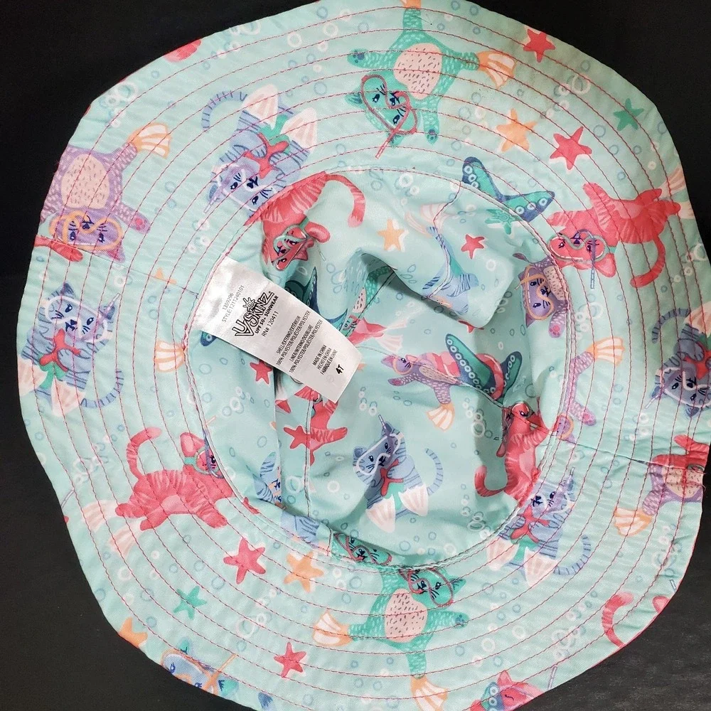 UV‎ Skinz 4T Toddler Sun Hat UPF 50+ Pink With Cats Lining EXCELLENT